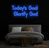 Today’s Goal: Glorify God Neon Sign - Christian Home Decor Religious Wall Art Jesus Neon Light Faith Gift Sign for