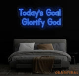 Today’s Goal: Glorify God Neon Sign - Christian Home Decor Religious Wall Art Jesus Neon Light Faith Gift Sign for