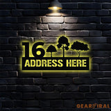 Tree Address Number Metal Sign Personalized Family Name Led Sign Outdoor Door Decor Address Wall Art Perfect Gift for