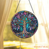 Tree of Life Stained Glass SunCatcher Window Hangings Wall Decor Tree of Life Ornament Charm Home Decor World Tree