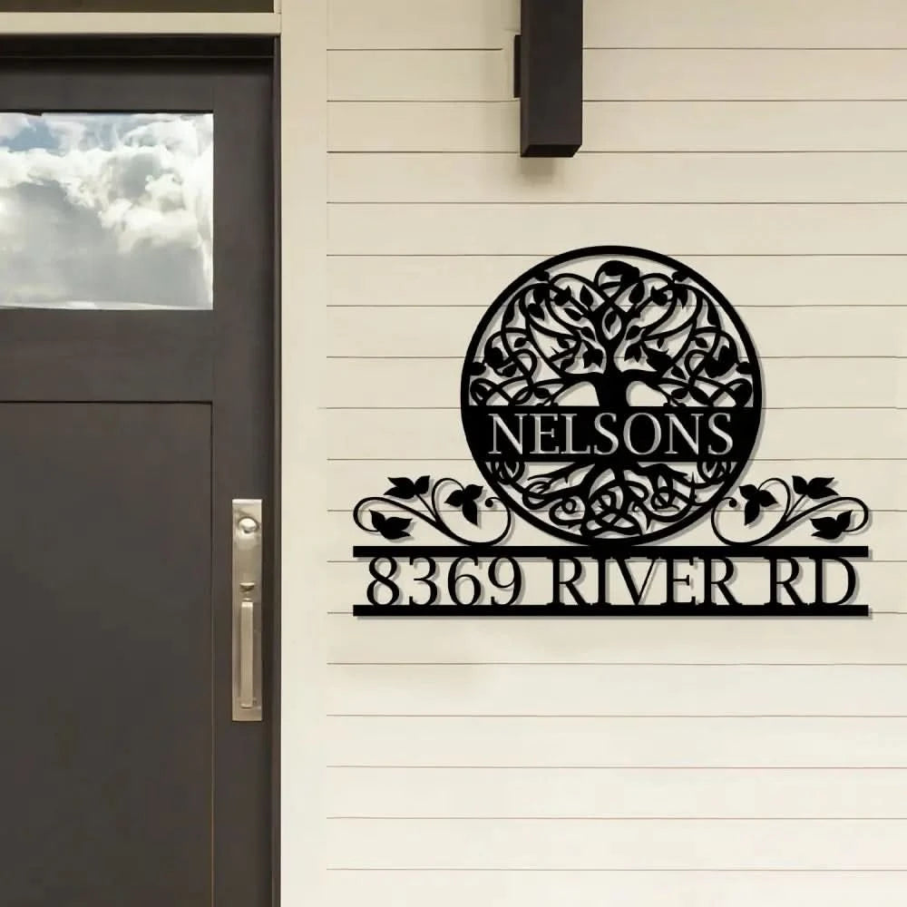 Tree of Life Wall Art Custom Family Tree Address Sign Front Porch Address Sign Custom Address Sign - Gearviral