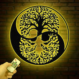 Tree of Life Yin Yang Metal Sign with Led Lights Outdoor Garden Metal Wall Art Metal Wall Decor Bedroom Decor