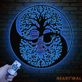 Tree of Life Yin Yang Metal Sign with Led Lights Outdoor Garden Metal Wall Art Metal Wall Decor Bedroom Decor