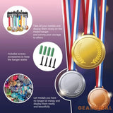 Triathlon Medals Display Black Swimming Cycling Running Medal Holder Iron Wall Mounted Hooks for 60+ Hanging Medal Rack