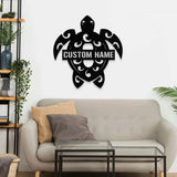 Turtle Family Name Metal Sign with LED Lights Personalized Family Name Metal Sign Family Wall Decor Wall Art
