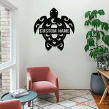 Turtle Family Name Metal Sign with LED Lights Personalized Family Name Metal Sign Family Wall Decor Wall Art