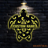 Turtle Family Name Metal Sign with LED Lights Personalized Family Name Metal Sign Family Wall Decor Wall Art
