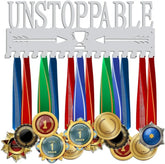 Unstoppable Medal Holder Silver Medals Display Frame 17 Hooks Medals Display Metal Medal Rack Holder Sport Awards
