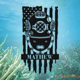 US Deep Sea Diver Helmet Metal Sign Led Light - US Navy Gift - Xmas Birthday Gift for Dad - Diving Gift Beach House