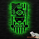 US Deep Sea Diver Helmet Metal Sign Led Light - US Navy Gift - Xmas Birthday Gift for Dad - Diving Gift Beach House