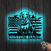 US Flag Pheasant German Shorthaired Pointer Dog Hunting Metal Wall Art LED Light Hunter Name Sign Home Decor Farm Cabin