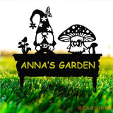 ustom Gnome Yard Sign Metal Gnome Garden Sign With Stake Custom Garden Sign,Gnome Metal Art,Gnome Monogram,Yard Decor