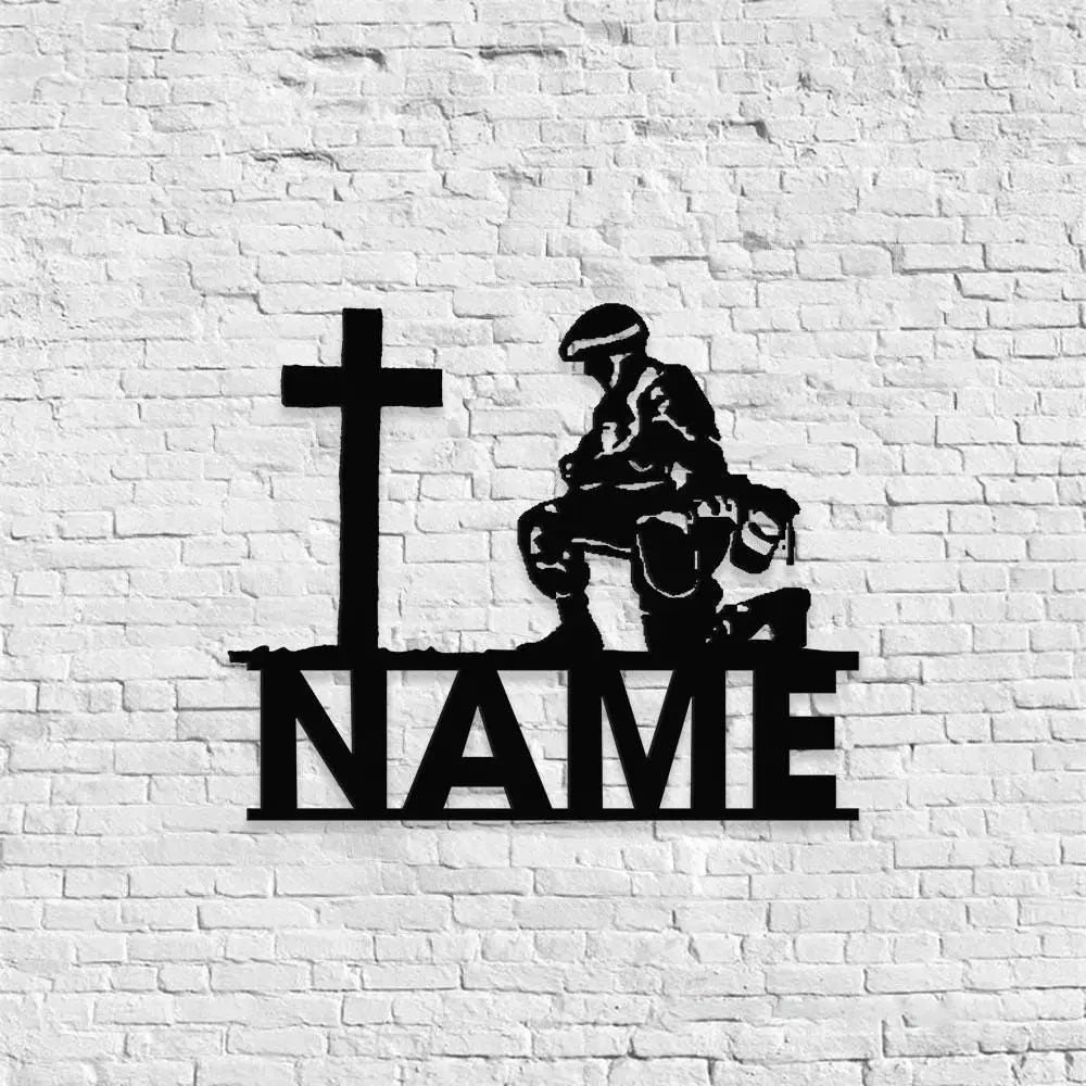 Veteran Metal Sign Custom Military Soldier Metal Memorial Stakes Personalized Veterans Military Grave Name Sign