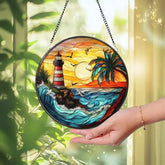 Vibrant Lighthouse Suncatcher Ornament Stained Glass Lighthouse Beach Home Decor Nautical Gift Housewarming Gift Ocean