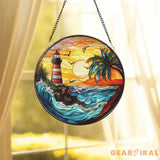 Vibrant Lighthouse Suncatcher Ornament Stained Glass Lighthouse Beach Home Decor Nautical Gift Housewarming Gift Ocean