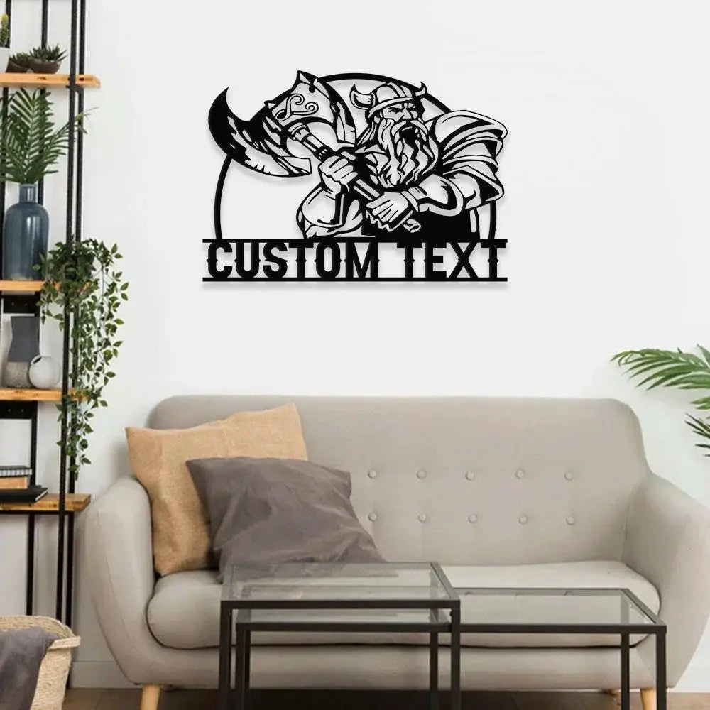 Viking Battle Axe Metal Sign - Premium Metal Sign - Monogram Metal Sign Personalized Family Name Led Metal Sign Wall