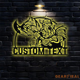 Viking Battle Axe Metal Sign - Premium Metal Sign - Monogram Metal Sign Personalized Family Name Led Metal Sign Wall