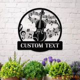 Violin Harmony: Laser-Cut Metal Art with Musical Staff -Monograms Family Name Metal Sign with LED Lights Personalized