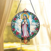 Virgin Mary Stained Glass Suncatcher Our Lady of Guadalupe Window Hanging Religious Glass Panel Catholic Gift Holy