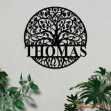 Welcome Family Tree of Life Metal Sign - Personalized Wall Art Decor - Family Name Monogram Living Room Decor
