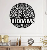 Welcome Family Tree of Life Metal Sign - Personalized Wall Art Decor - Family Name Monogram Living Room Decor