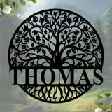 Welcome Family Tree of Life Metal Sign - Personalized Wall Art Decor - Family Name Monogram Living Room Decor