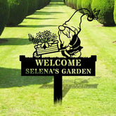 Welcome Garden Gnomes Custom Name Gartenschilder Garden Metal Stake Personalized Name Yard Sign Outdoor Door Garden