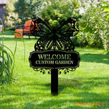 Welcome Garden Sign Metal Stake Personalized Name Yard Sign Outdoor Door Garden Decor Metal Sign Gift for Garden Lovers