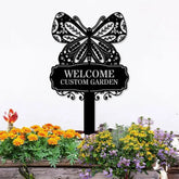 Welcome Garden Sign Metal Stake Personalized Name Yard Sign Outdoor Door Garden Decor Metal Sign Gift for Garden Lovers