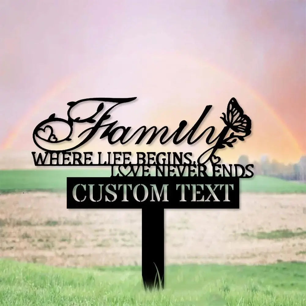 Welcome To My Family Garden Metal Stake Personalized Name Yard Sign Outdoor Door Garden Decor Metal Sign Gift for