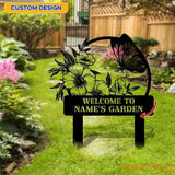 Welcome To My Garden Sign Personalized Bufterfly Garden Stake Metal Garden Sign Gardener Name Sign Gardener Gift