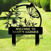 Welcome To My Garden Sign Personalized Bufterfly Garden Stake Metal Garden Sign Gardener Name Sign Gardener Gift