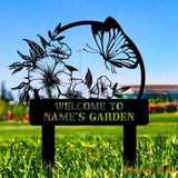 Welcome To My Garden Sign Personalized Bufterfly Garden Stake Metal Garden Sign Gardener Name Sign Gardener Gift