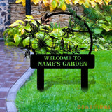 Welcome To My Garden Sign Personalized Dragonfly Garden Stake Metal Garden Sign Gardener Name Sign Gardener Gift