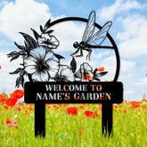 Welcome To My Garden Sign Personalized Dragonfly Garden Stake Metal Garden Sign Gardener Name Sign Gardener Gift