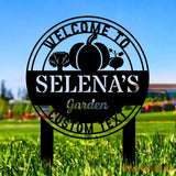 Welcome to our Garden Metal Sign Flower Sign with Stakes Outdoor Metal Sign Metal Yard Art Housewarming Gift Garden