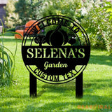 Welcome to our Garden Metal Sign Flower Sign with Stakes Outdoor Metal Sign Metal Yard Art Housewarming Gift Garden