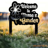 Welcome to our Garden Metal Sign Flower Sign with Stakes Outdoor Metal Sign Metal Yard Art Housewarming Gift Garden