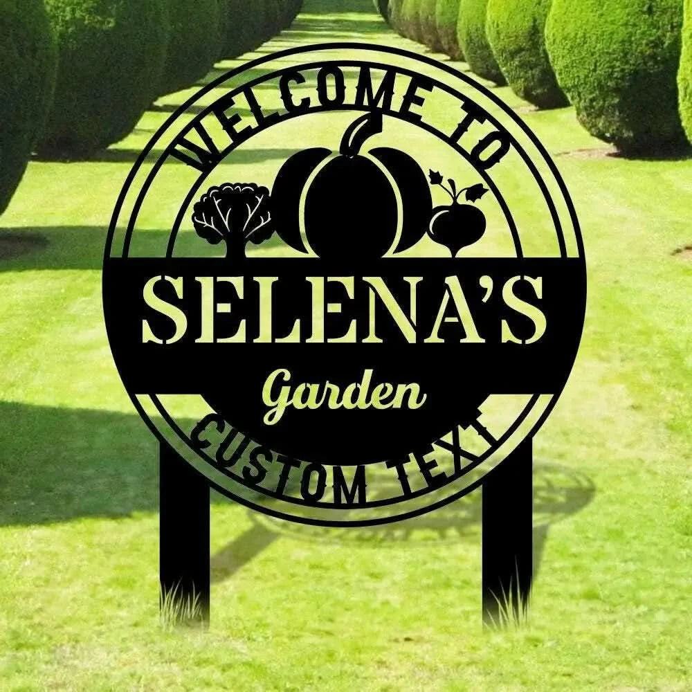 Welcome to our Garden Metal Sign Flower Sign with Stakes Outdoor Metal Sign Metal Yard Art Housewarming Gift Garden