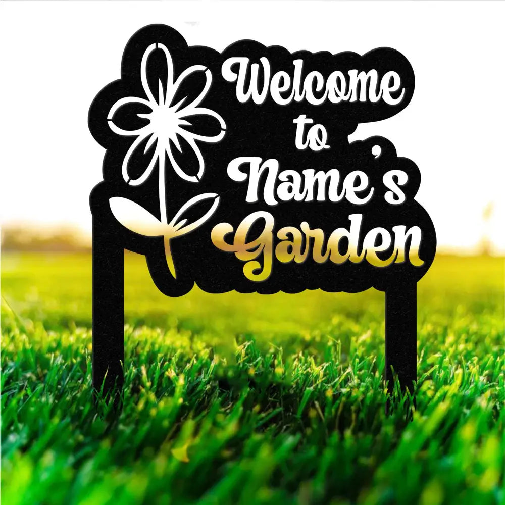 Welcome to our Garden Metal Sign Flower Sign with Stakes Outdoor Metal Sign Metal Yard Art Housewarming Gift Garden