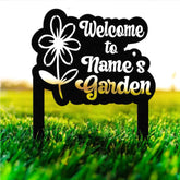 Welcome to our Garden Metal Sign Flower Sign with Stakes Outdoor Metal Sign Metal Yard Art Housewarming Gift Garden