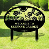 Welcome To Our Garden Metal Stake Metal Sign Custom Garden Name Metal Yard Sign Personalized Metal Gardening Nature