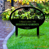 Welcome To Our Garden Metal Stake Metal Sign Custom Garden Name Metal Yard Sign Personalized Metal Gardening Nature