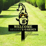Welome Garden Gnomes Gartenschilder Garden Metal Stake Personalized Family Name Yard Sign Outdoor Door Garden Decor