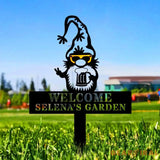 Welome Garden Gnomes Gartenschilder Garden Metal Stake Personalized Family Name Yard Sign Outdoor Door Garden Decor