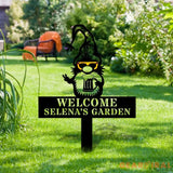 Welome Garden Gnomes Gartenschilder Garden Metal Stake Personalized Family Name Yard Sign Outdoor Door Garden Decor