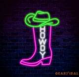 Western Cowboy Boot Neon Sign Custom Howdy LED Light Rustic Country Bar Wall Decor Personalized Neon Art for Western