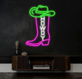 Western Cowboy Boot Neon Sign Custom Howdy LED Light Rustic Country Bar Wall Decor Personalized Neon Art for Western