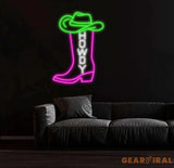 Western Cowboy Boot Neon Sign Custom Howdy LED Light Rustic Country Bar Wall Decor Personalized Neon Art for Western