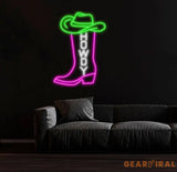 Western Cowboy Boot Neon Sign Custom Howdy LED Light Rustic Country Bar Wall Decor Personalized Neon Art for Western